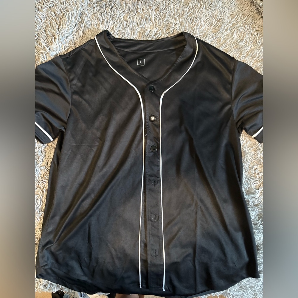 Black Button-Up Baseball Jersey